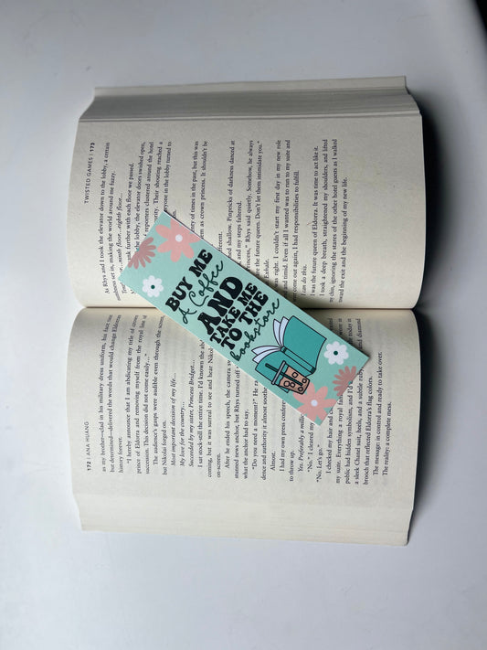 "Buy Me Coffee + Books" Bookmark